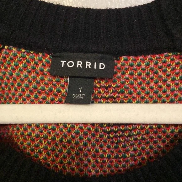 Torrid Women Christmas Lights Sweater Sz 1 or 14/16 Black Knit Holiday - Picture 5 of 10